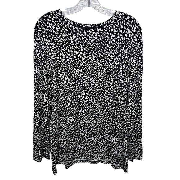 Chico's Tops - Chicos 3 XL Black White Abstract Print Long Sleeve Top Tunic